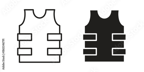Bulletproof vest icons concept. Vector Line Icon Design. Simple flat style