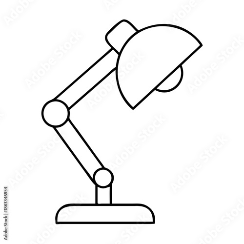 office lamp outline vector illustration on white
