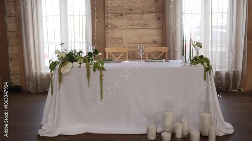 White floral decorations on a wedding