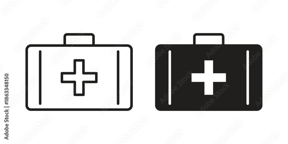 Obraz premium First aid box icons concept. Vector Line Icon Design. Simple flat style
