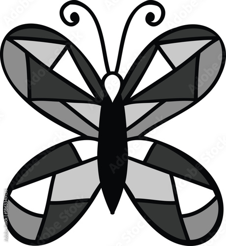 black diamond shape butterfly vector illustration insect 2d flat isolated clipart design