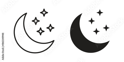 Night icons concept. Vector Line Icon Design. Simple flat style
