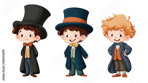 Adorable Boy Magician Cartoon on White Background Vector Illustration