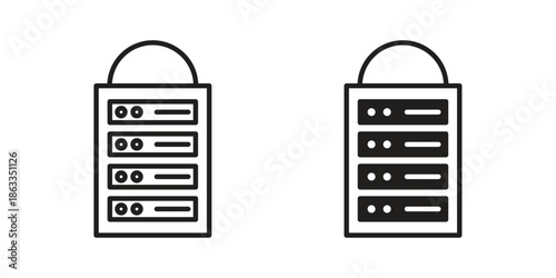 Server rack icons concept. Vector Line Icon Design. Simple flat style