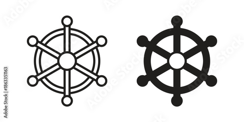 Ship wheel icons concept. Vector Line Icon Design. Simple flat style