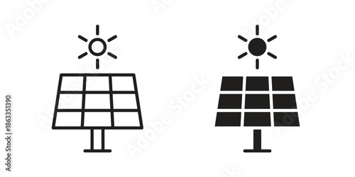 Solar energy icons concept. Vector Line Icon Design. Simple flat style