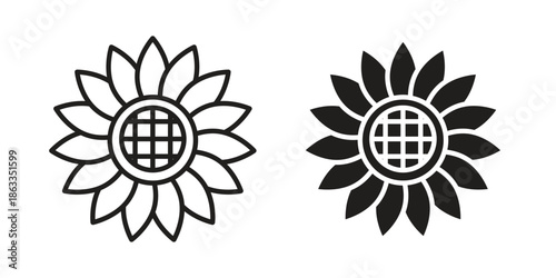 Sunflower icons concept. Vector Line Icon Design. Simple flat style