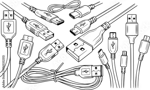 set of usb cables.
