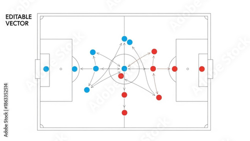 Soccer team strategy diagram with player positions and movements