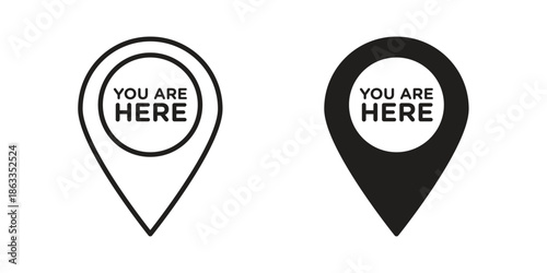 You are Here Pointer icons concept. Vector Line Icon Design. Simple flat style