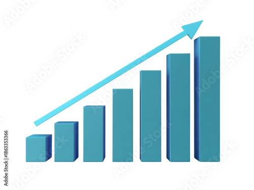 Free Download Teal bar graph with upward trend arrow on transparent background showing growth - GFXLoad