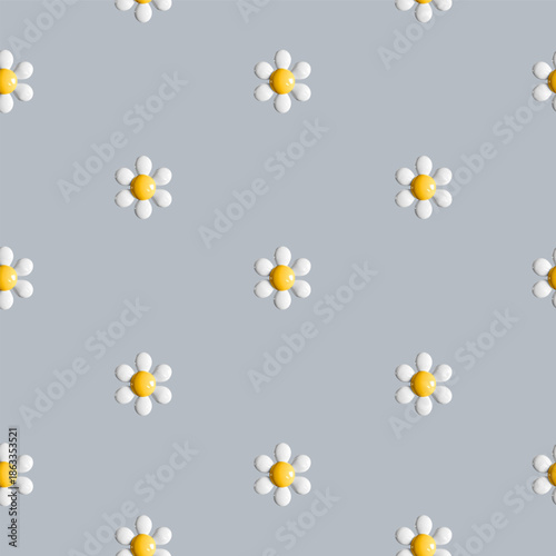 3d daisy white flower seamless pattern