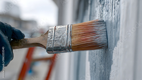 Precision exterior trim painting with brush showcasing craftsmanship and clean architectural lines