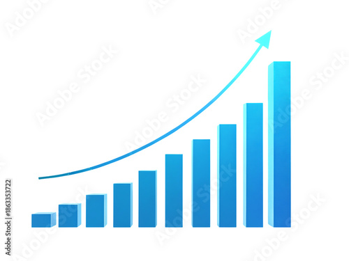 Free Download A blue bar graph with an upward trend arrow on transparent background showing growth - GFXLoad