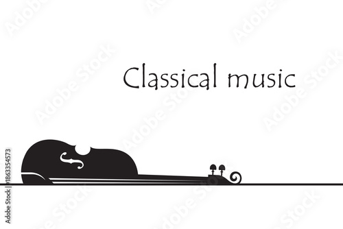 monochrome illustration of violin isolated on white background