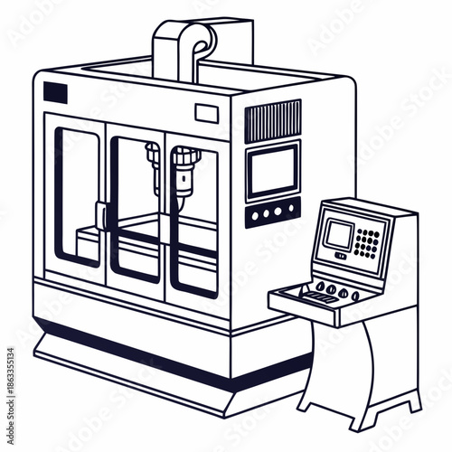 CNC milling machine with computer control system in industrial setting