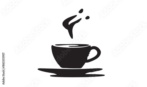 Cup of coffee or tea, hand drawn illustrations.	
