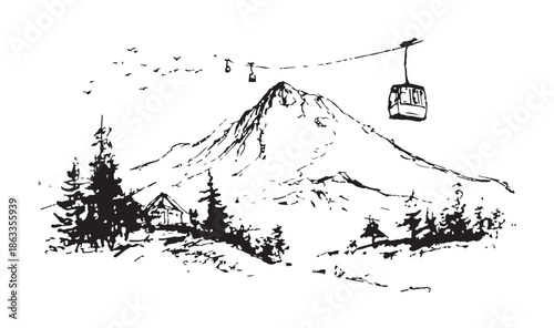 Ski lift in the mountain	
