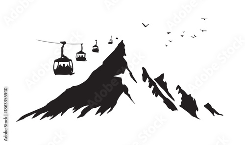 Ski lift in the mountain