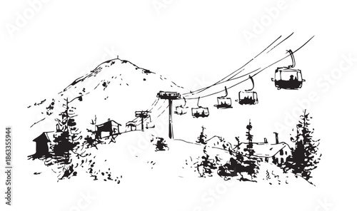 Ski lift in the mountain	
