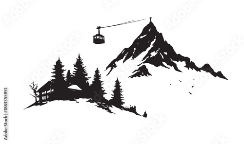 Ski lift in the mountain	
