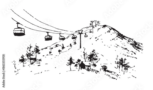 Ski lift in the mountain	
