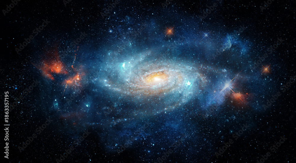 Obraz premium Space scene with stars in the galaxy. Panorama. Universe filled with stars, nebula and galaxy,. Elements of this image furnished by NASA