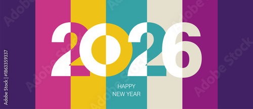2026 New Year logo design. Modern negative space set of numbers. 2026 year trendy combination of colors vector illustration