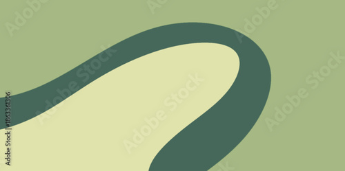 Circular Green Curve Abstract Vector Illustration Background. A large, soft pale green curve cutting through a dark olive green frame.