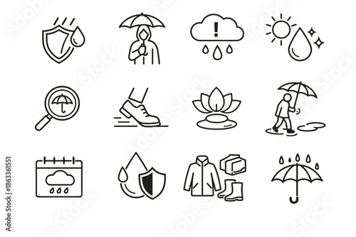 Gear dryness icons calm precipitation cue planning weather vector habit clarity icon