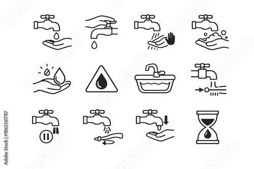 Off awareness vector daily flow usage stop icon control mindful water