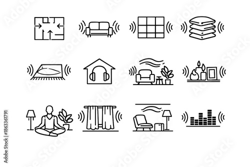 Noise icon space living urban dampening interior design reduction acoustic vector calm