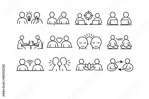Icons focus icon coworking quiet mode vector collaboration mutual shared calm