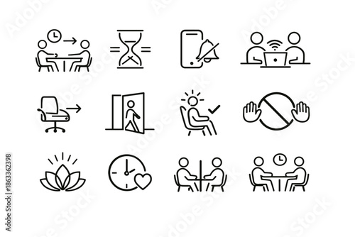 Icon focus desk timing quiet cue respectful temporarily call signal vector icons