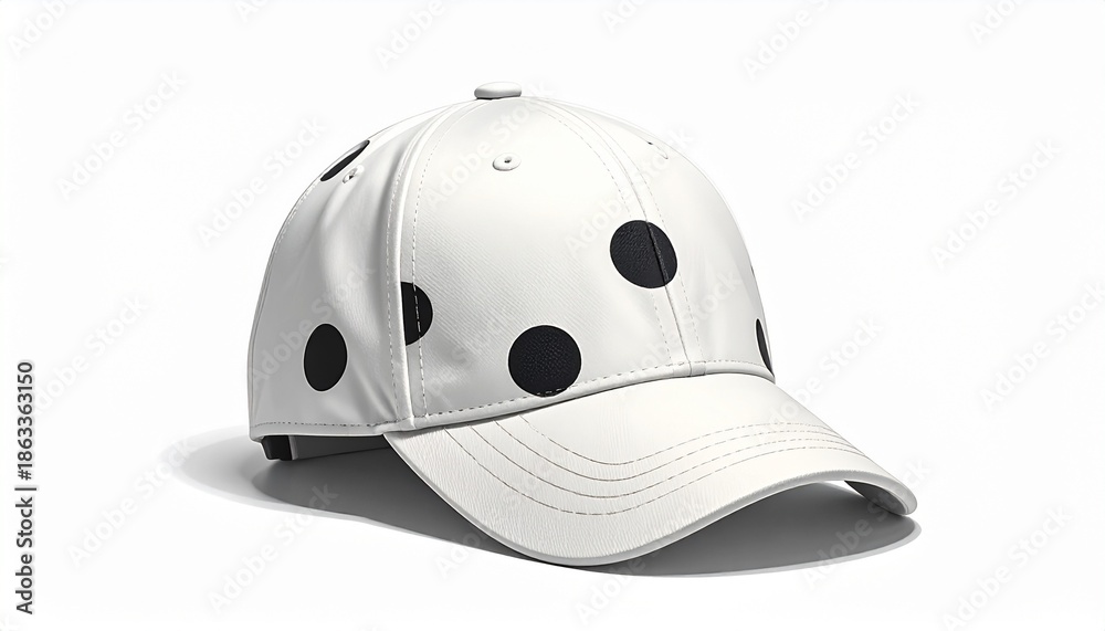 Fototapeta premium Plain cap with polka dot pattern, against white background