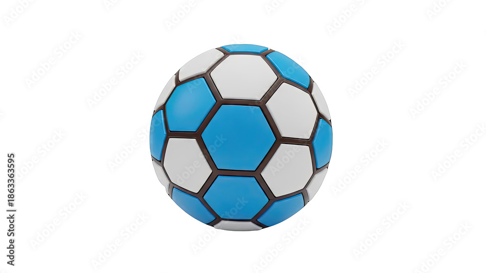 Fototapeta premium 3D Rendered Soccer Ball with Blue and White Panels
