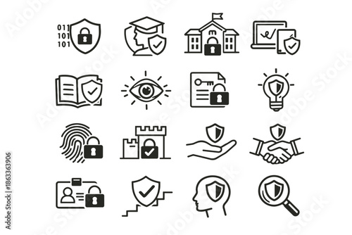 School secure systems trust privacy data mindset security vector icons icon protection