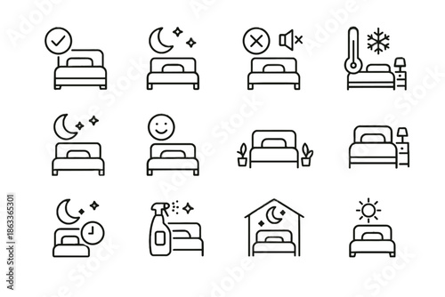 Icon vector icons setup room sleep nighttime cool quiet environment friendly