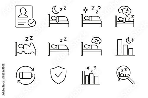 Recovery evaluation vector phase rest quality icons icon tracking insight sleep assessment