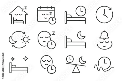 Bedtime icons tracking sleep vector wake habit biological clock consistency icon routine