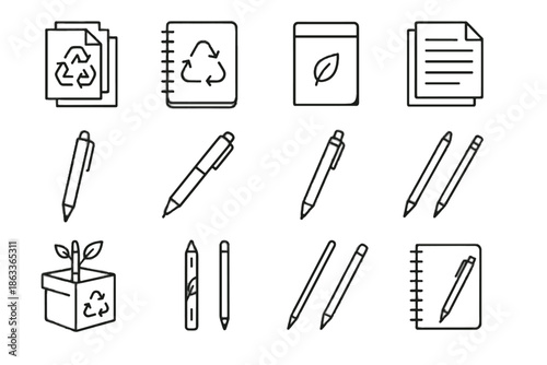 Paper vector icons basics office minimal paperwork reduction sheets eco icon kraft