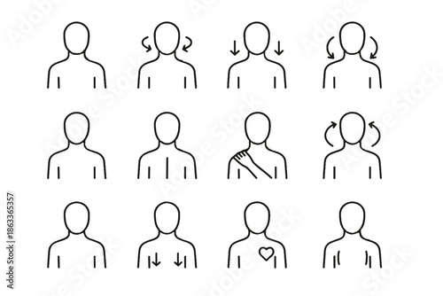 Shoulder care release icon posture calm shoulders icons minimalist vector roll cue