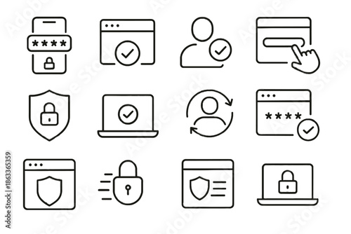 Digital vector trusted icons two confirmation device verification authentication security flow icon