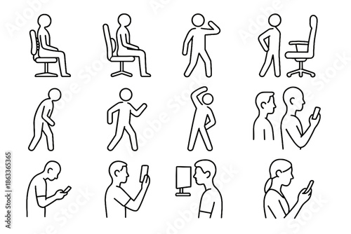 Icons comfort ergonomic lower lumbar icon cushion spine vector support posture minimalist