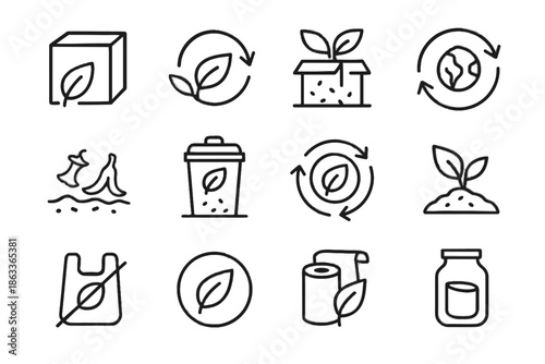 Return breakdown sustainable icons decay vector disposal material icon packaging friendly package