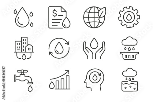 Urban low circular environmental bills icon savings vector rainwater conservation impact eco