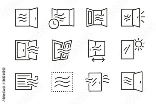 Quality icon clean indoor vector air fresh airflow airing ventilation cross window