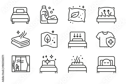 Bedding vector ventilation icon reduction comfort fresh quality bedroom washing air indoor