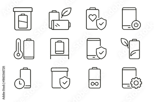 Energy icon state vector device plan battery storage care maintenance
