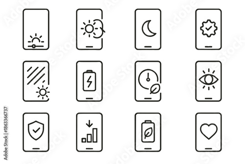 Glare visual mode brightness icon icons care auto power vector reduced device